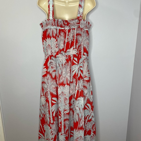 Talbots Floral Oasis Palm Voile Fit & Flare Midi Dress - Picture 4 of 13